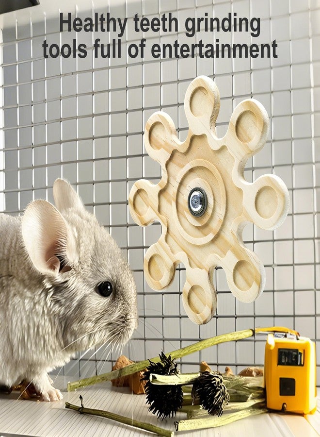 aeloer Chinchilla Chew Toys, Natural Wooden Rotating Teeth Grinding Toys, Hanging Chinchilla Cage Accessory and Hamster Exercise Chew Toy for Rabbit, Rat, Bunny, Guinea Pigs, Squirrels - Image 3